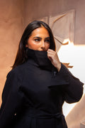 High Collar Trench Coat Black
